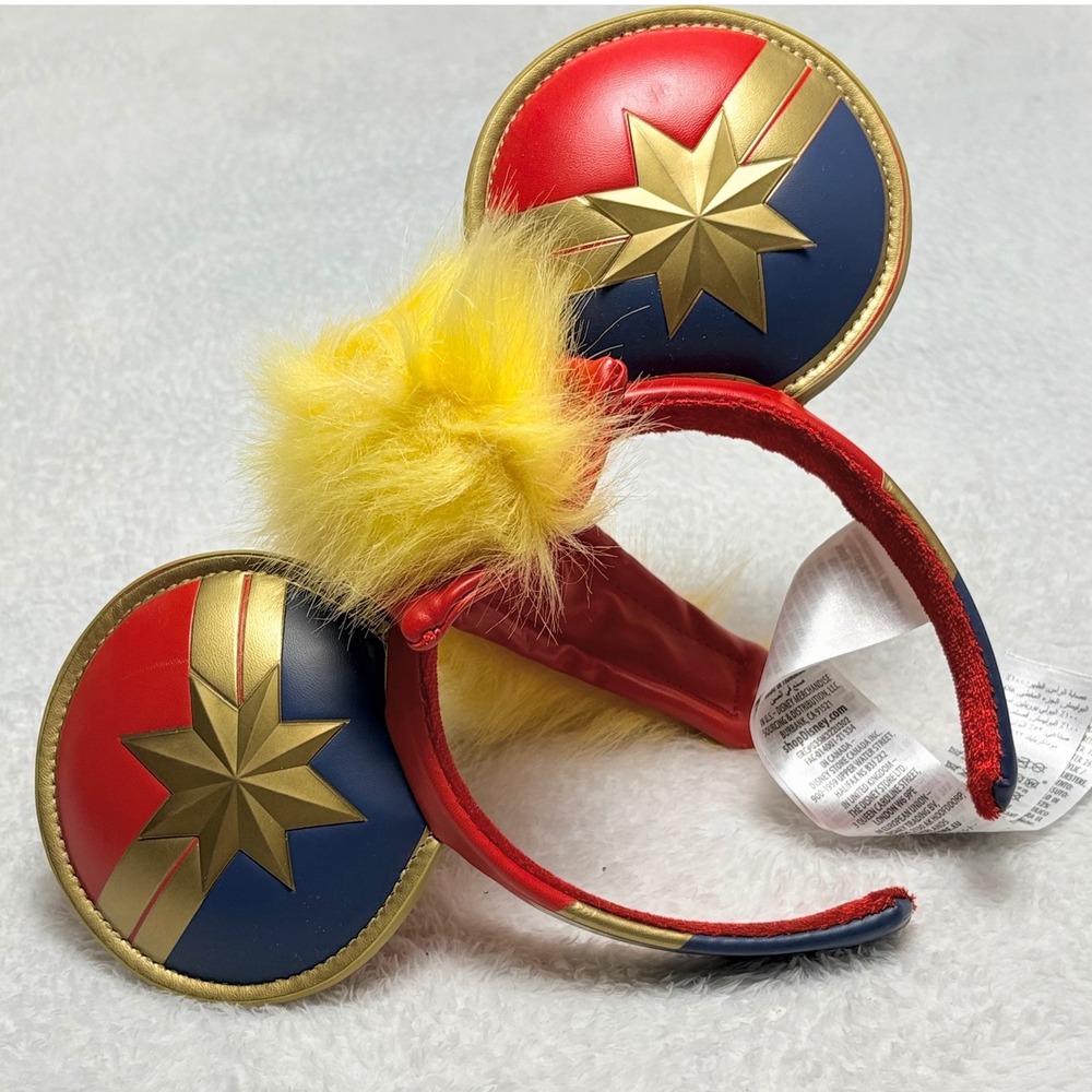 Disney Marvel Captain Marvel Mickey Ears Headband Higher Further Faster Mohawk